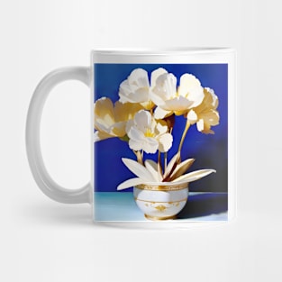 Delicate White Bouquet on Cobalt Blue Mug